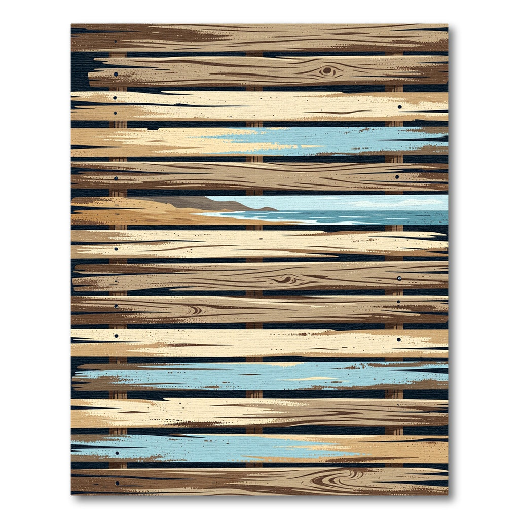 Coastal Beach Wood Plank Rug