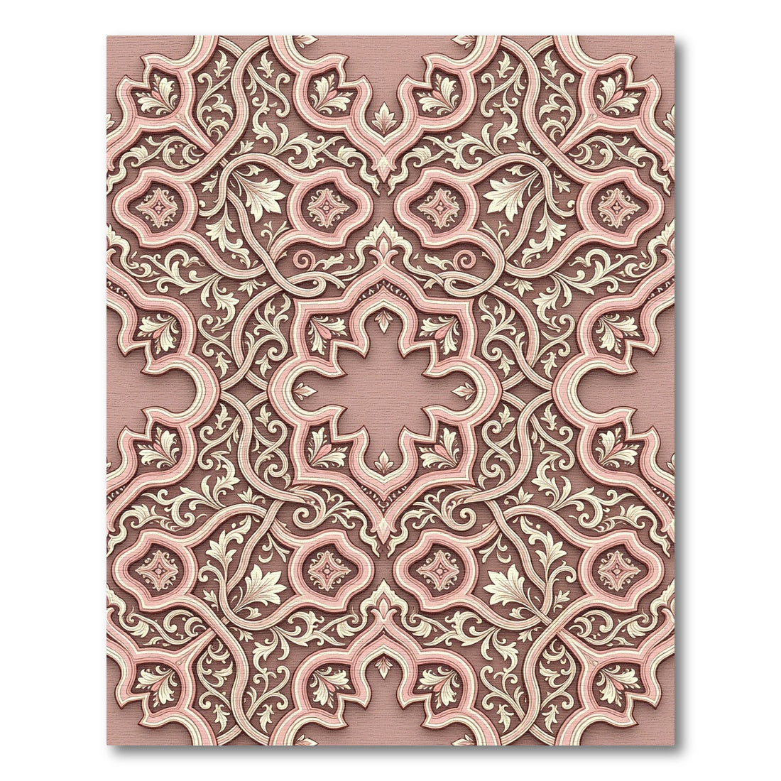 Ornate Rose Gold Arabesque Floral Rug