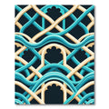 Teal and Cream Intertwined Arch Rug