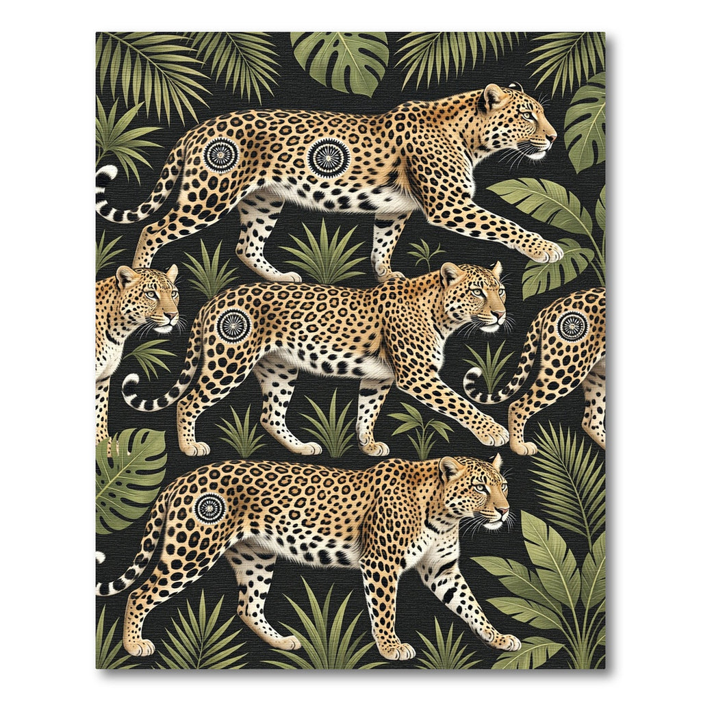 Lush Tropical Leopard Jungle Foliage Rug