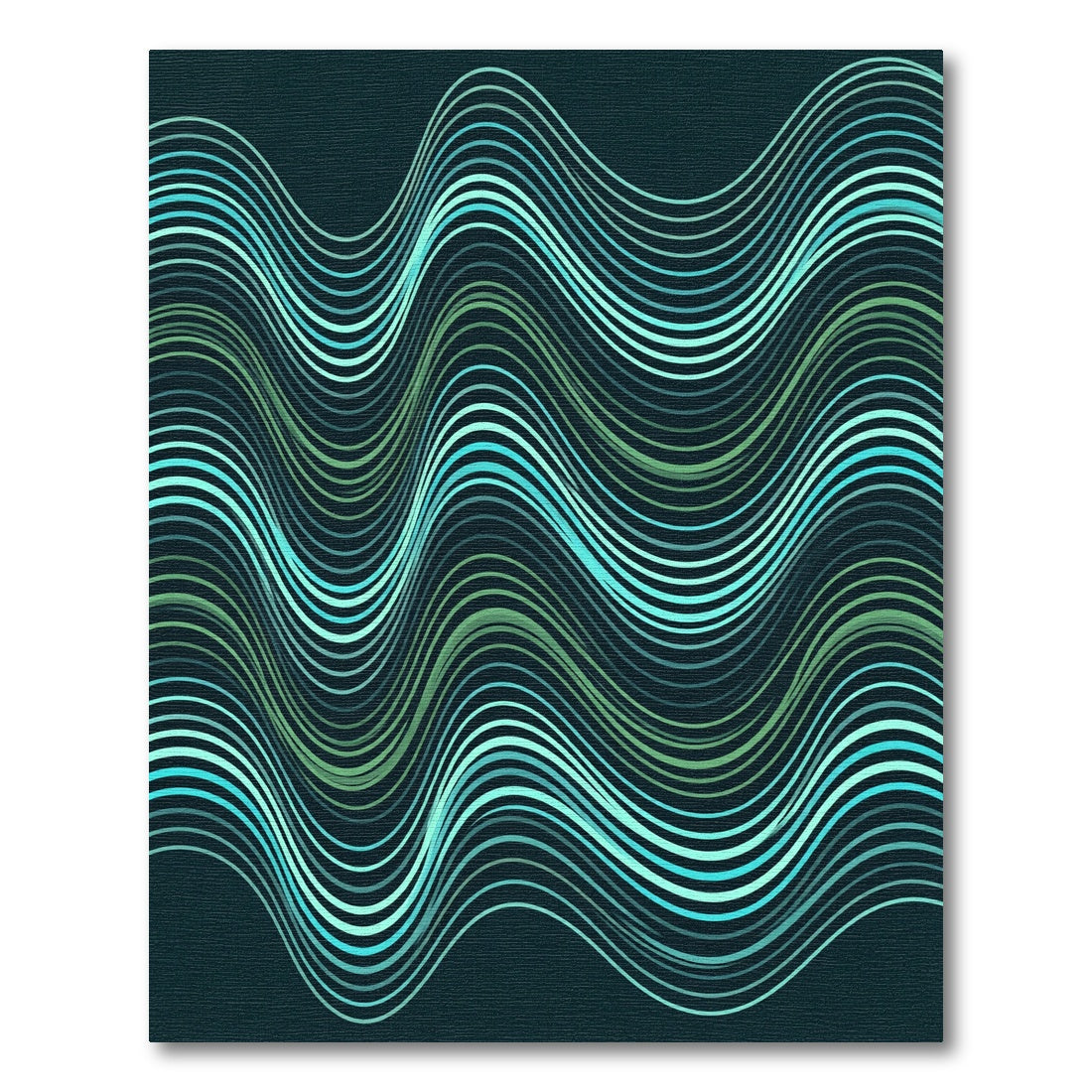 Aqua Green Wavy Line Composition Rug