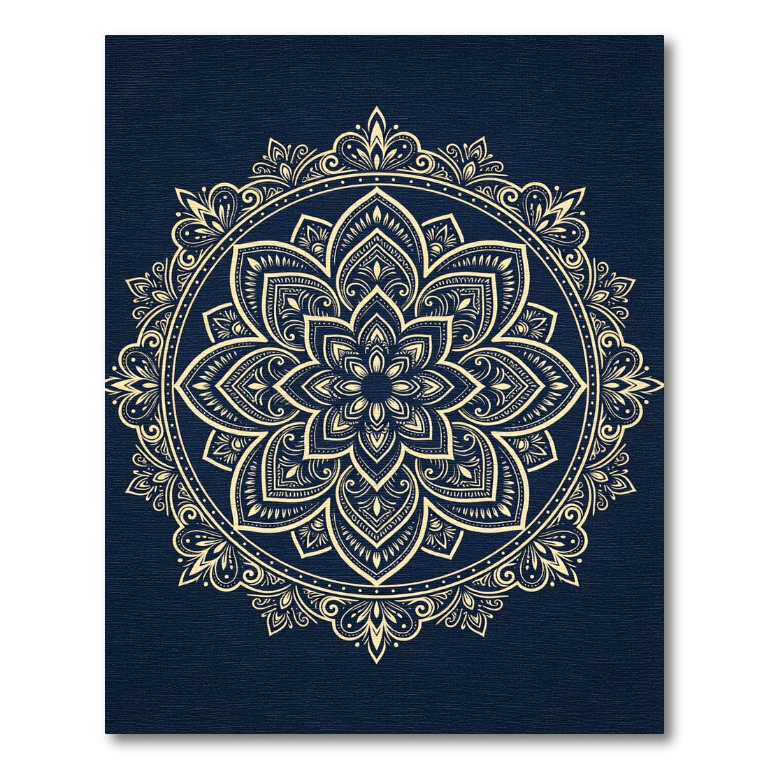 Golden Mandala Navy Circular Medallion Rug
