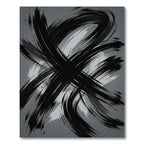 Modern Monochrome Abstract Brush Stroke Art Rug