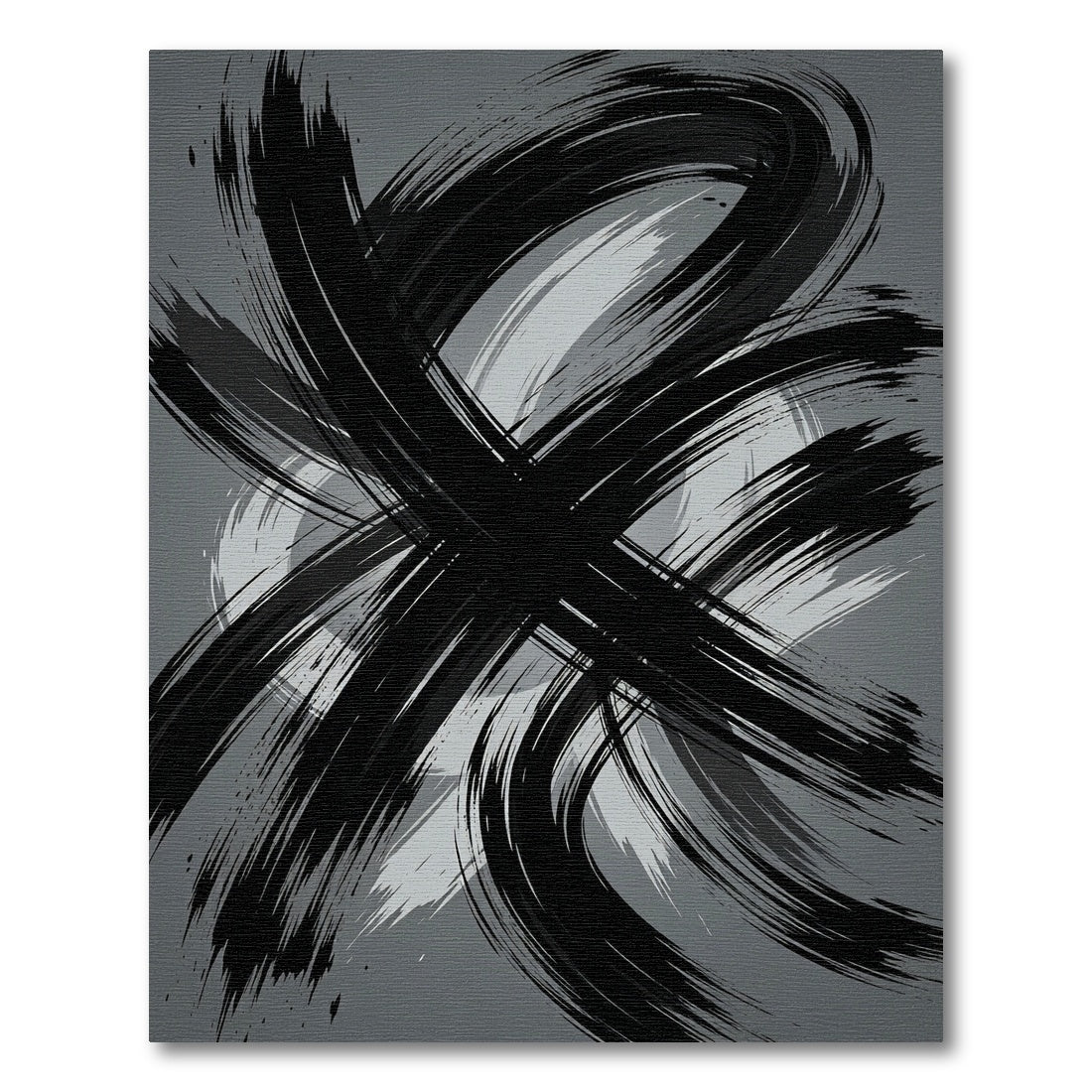 Modern Monochrome Abstract Brush Stroke Art Rug