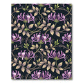 Elegant Purple Honeysuckle Dark Botanical Vine Rug