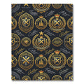 Gold Crest Heraldic Emblem Navy Wallpaper Rug