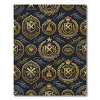 Gold Crest Heraldic Emblem Navy Wallpaper Rug