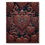 Ornate Copper Heart Swirls Rug