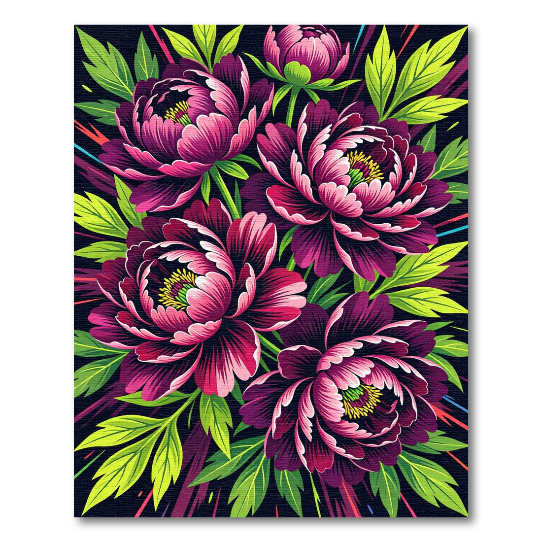 Vibrant Magenta Peony Floral Explosion Rug