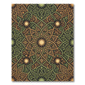 Intricate Gold Green Starburst Arabesque Rug