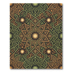 Intricate Gold Green Starburst Arabesque Rug
