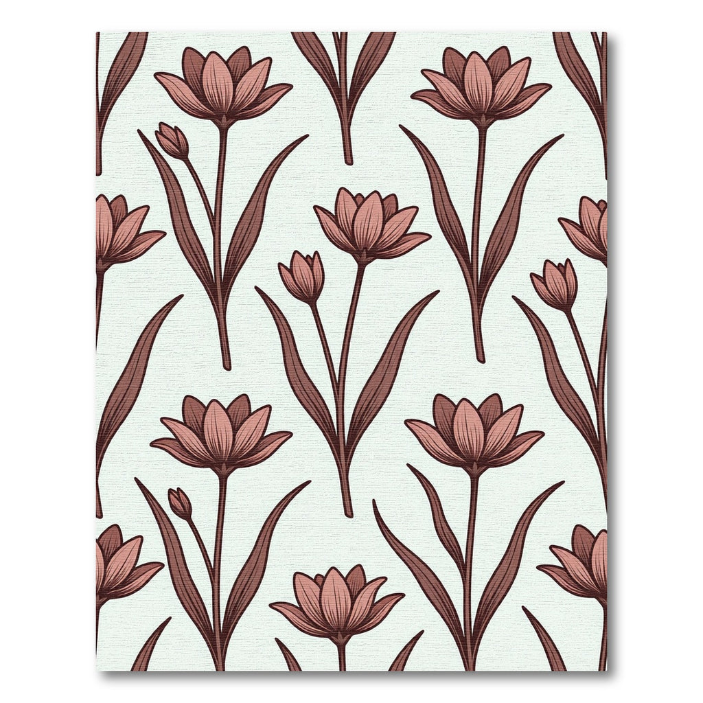 Muted Rose Floral Stem Art Rug
