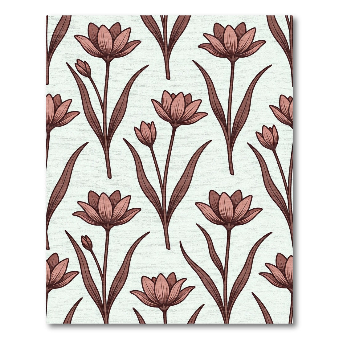 Muted Rose Floral Stem Art Rug