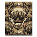 Majestic Golden Stag Antler Mountain Forest Rug