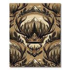 Majestic Golden Stag Antler Mountain Forest Rug