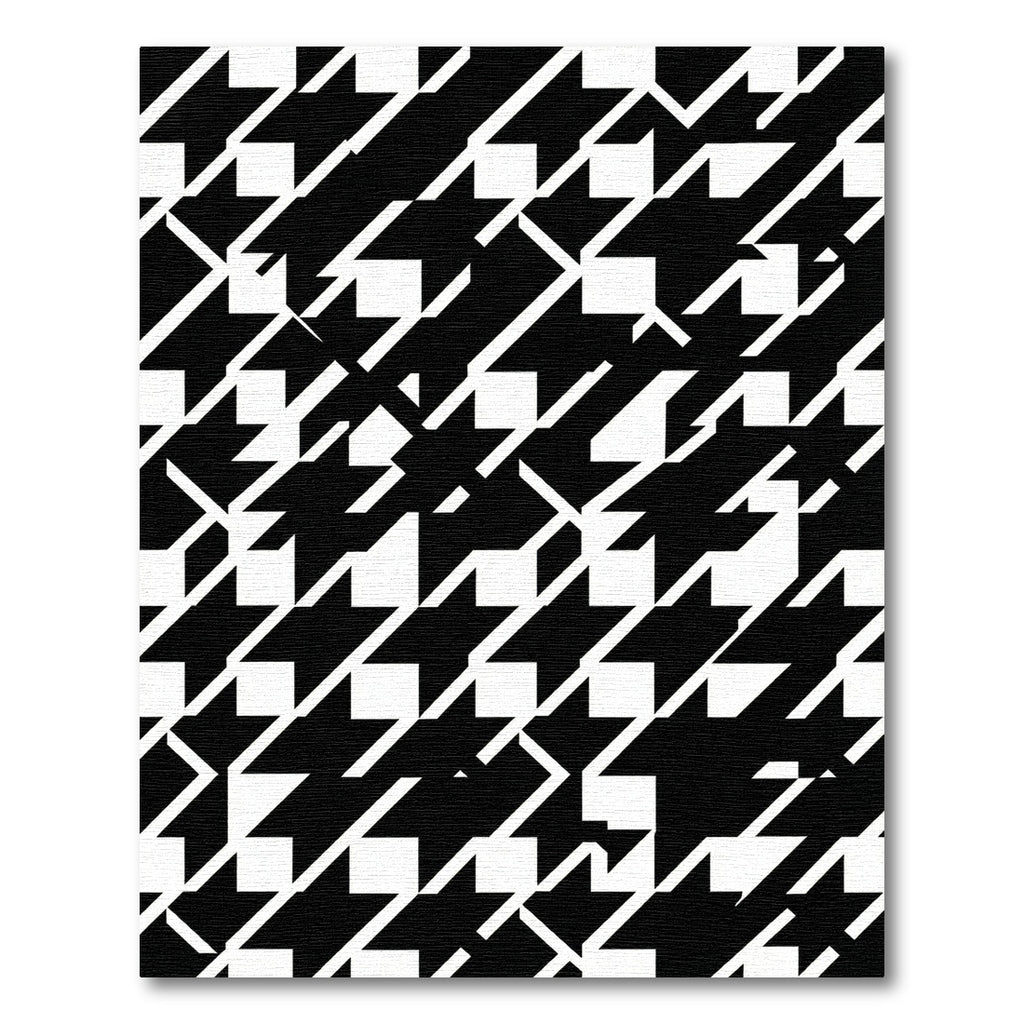 Bold Black and White Houndstooth Grid Rug