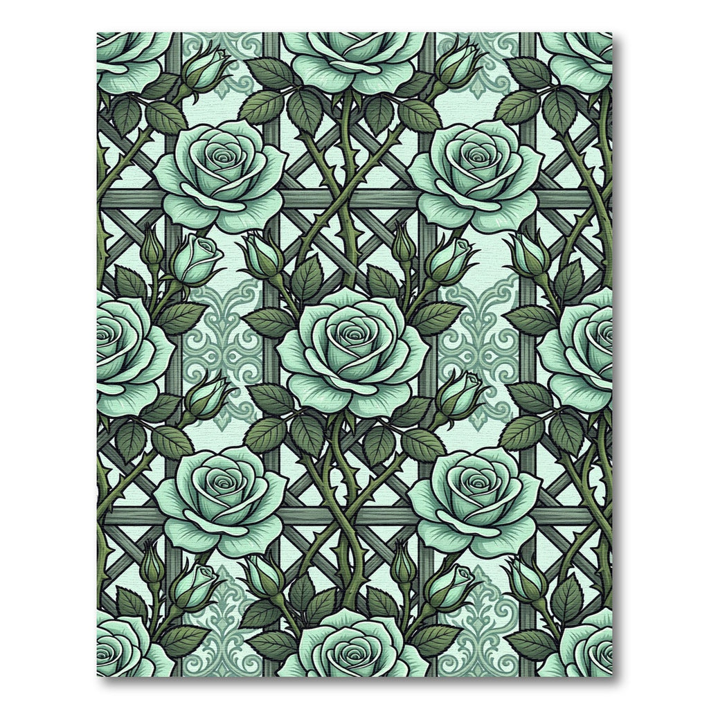 Mint Green Climbing Rose Trellis Rug