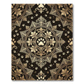 Ornate Gold Paw Damask Medallion Rug