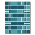 Teal Blue Geometric Grid Rug