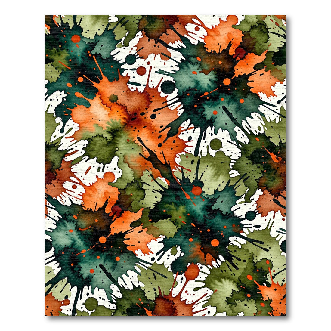 Vibrant Orange Green Splatter Splash Rug