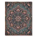 Deep Teal Rose Medallion Floral Rug