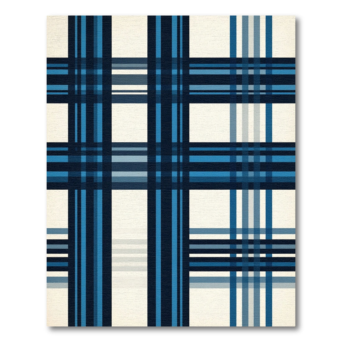Vivid Blue Plaid Lines Rug