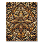 Golden Baroque Star Floral Medallion Rug