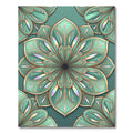 Luminous Teal Petal Mandala Rug