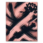 Blush and Black Ink Floral Brushstroke Rug