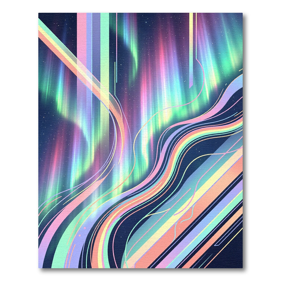 Radiant Aurora Abstract Pastel Light Flow Rug