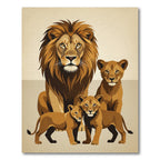 Majestic Golden Lion Family Art Rug