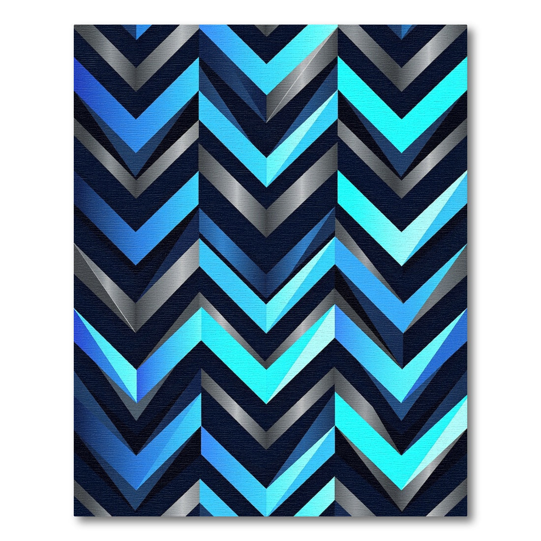 Electric Blue Chevron Geometric Accent Rug