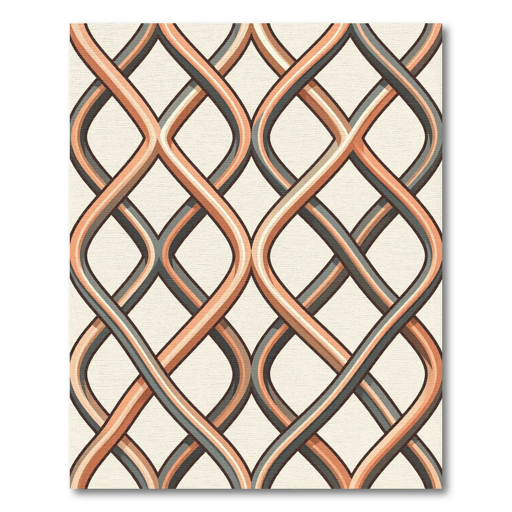 Intertwined Peach and Slate Geometric Weave Rug