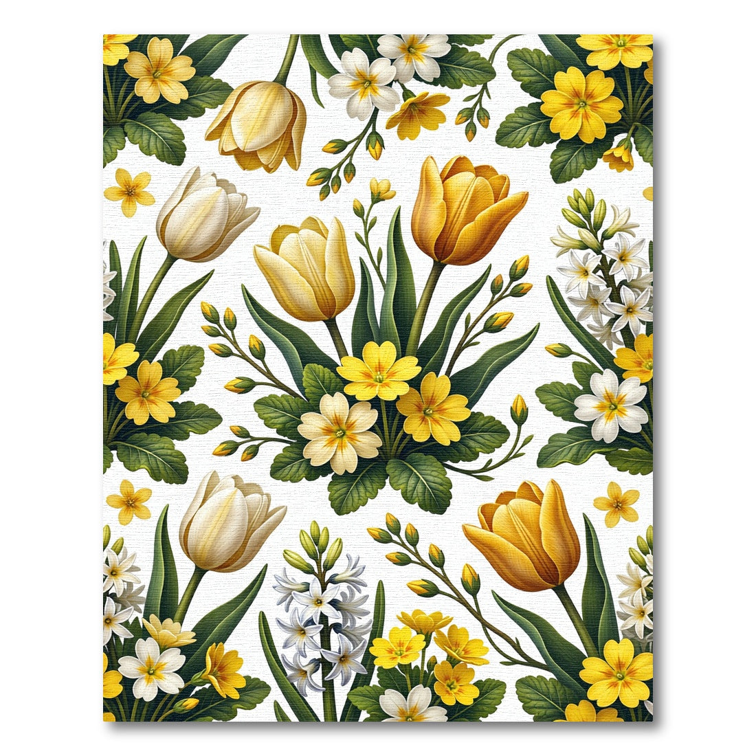 Yellow Tulip and Primrose Meadow Botanical Rug