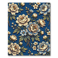 Peony Floral Blue Botanical Arrangement Rug