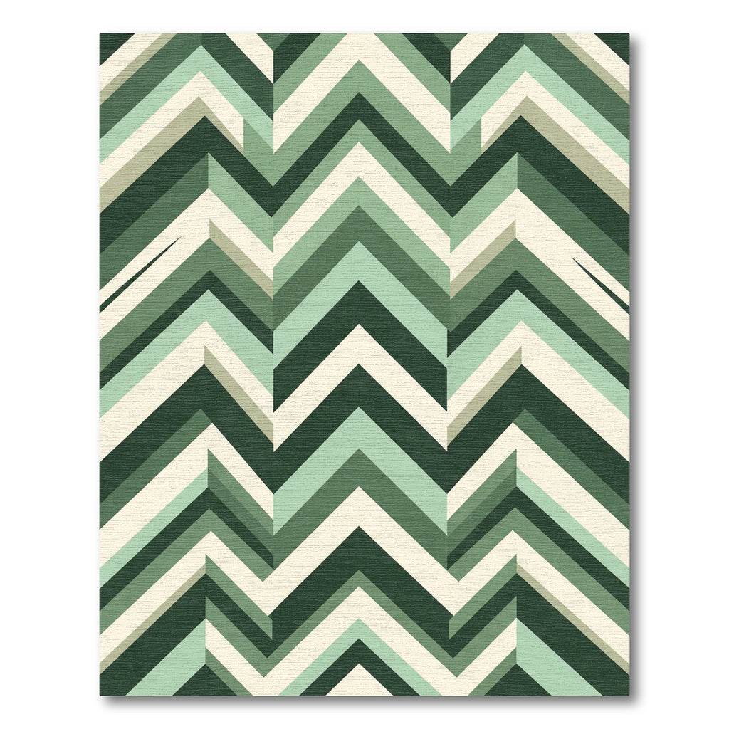 Modern Sage Green Geometric Zigzag Rug