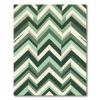 Modern Sage Green Geometric Zigzag Rug