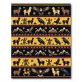 Golden Yellow Tribal Eagle Llama Raven Rug