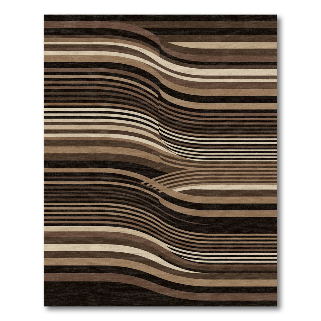 Brown Wavy Stripe Landscape Rug