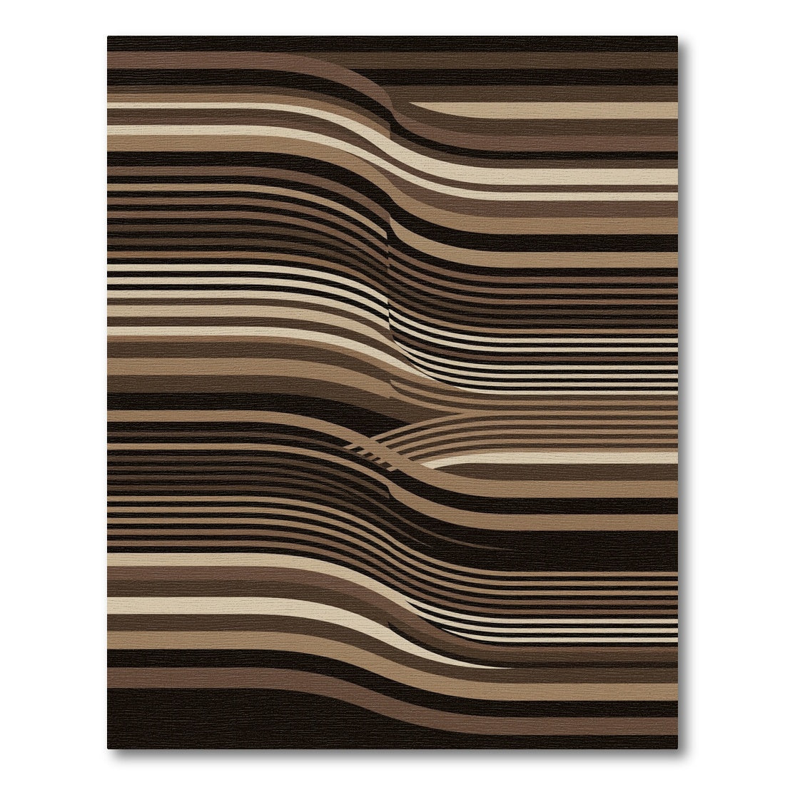 Brown Wavy Stripe Landscape Rug