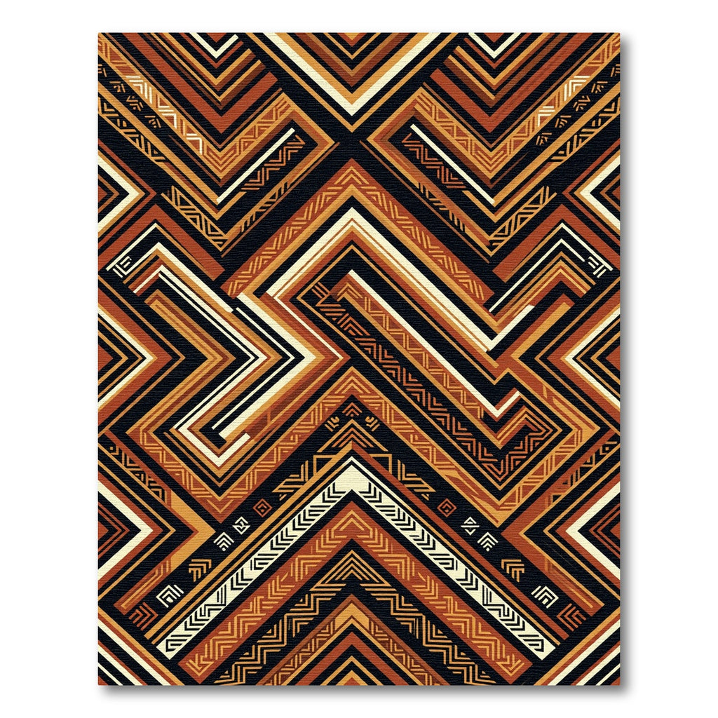 Earthy Geometric Chevron Aztec Art Rug