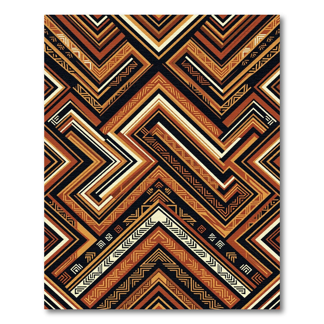 Earthy Geometric Chevron Aztec Art Rug