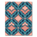 Navy Blue Peach Geometric Lattice Rug