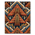 Geometric Terracotta Aztec Pyramid Staircase Rug