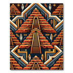 Geometric Terracotta Aztec Pyramid Staircase Rug