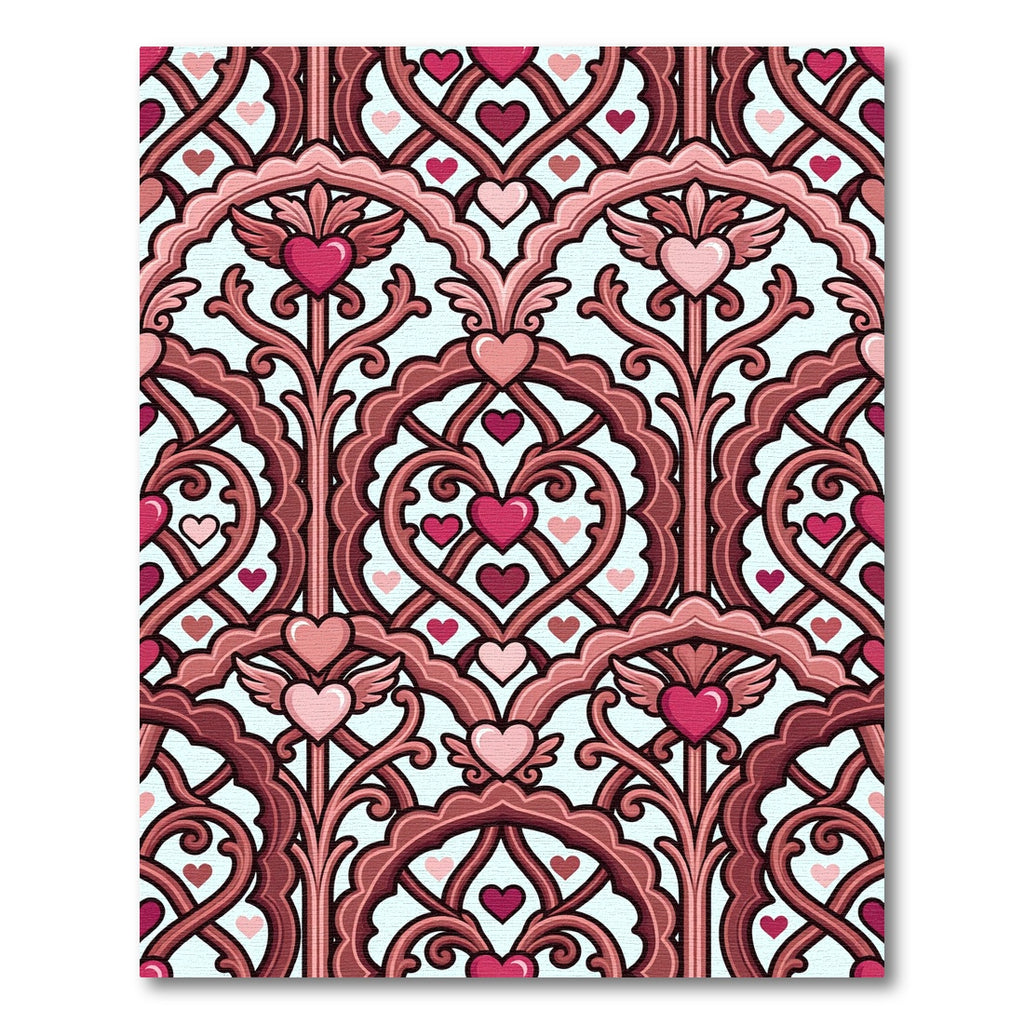 Crimson Heart Arch Scrollwork Rug