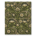 Elegant Sage Gold Floral Scroll Rug
