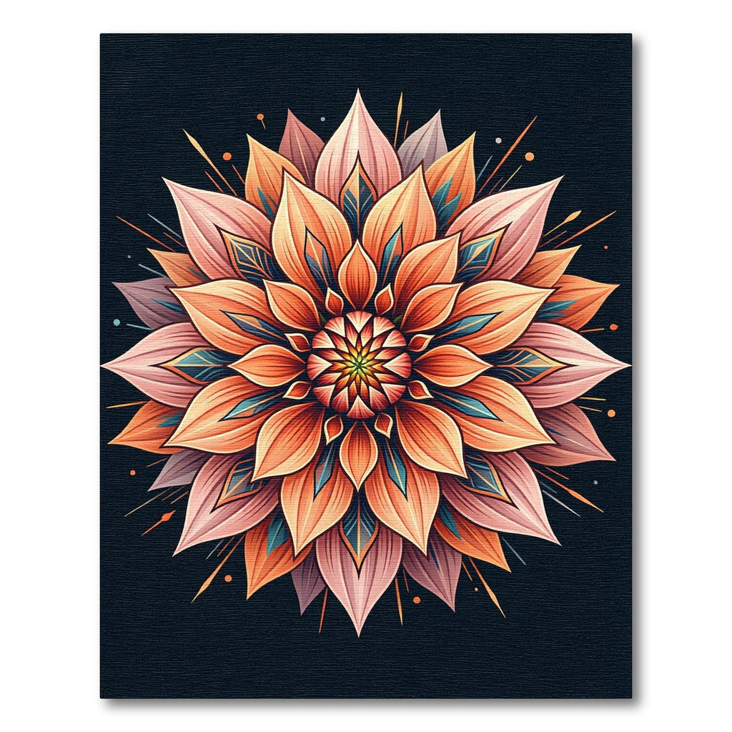 Vibrant Coral Lotus Mandala Radiance Rug