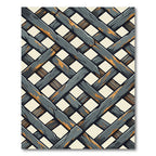 Distressed Gray Woven Lattice Grid Rug