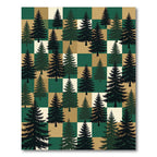 Earthy Forest Pine Checkered Woodland Rug